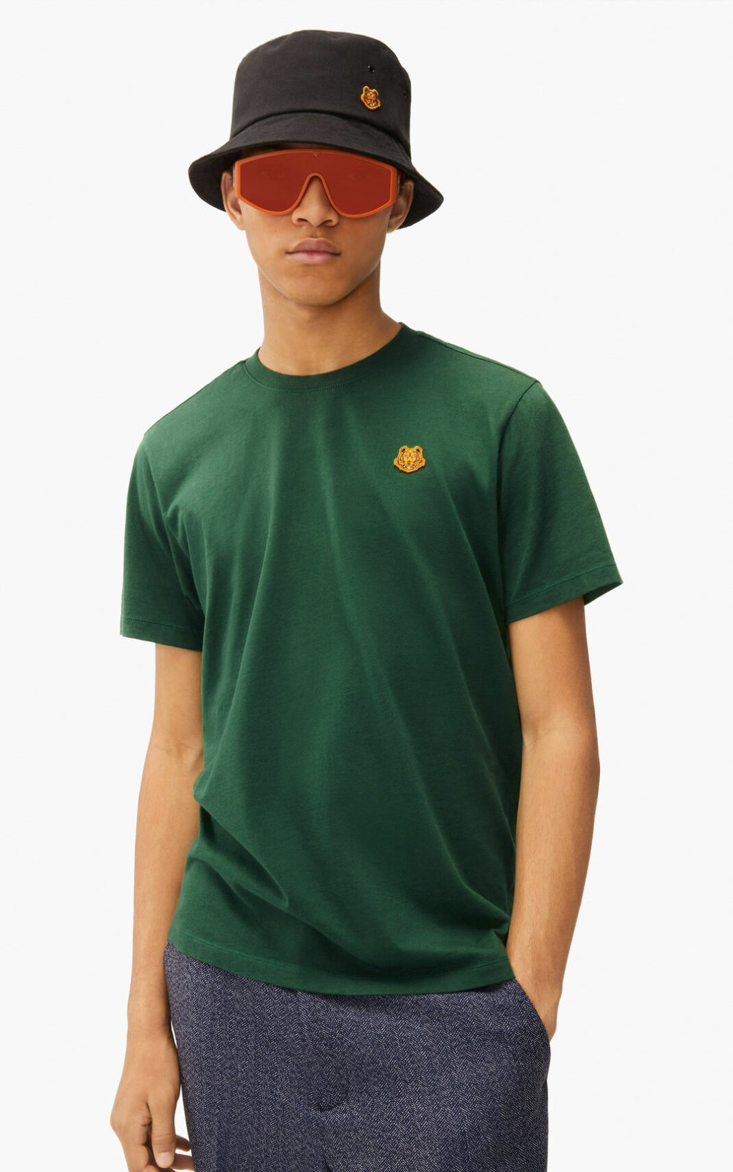 Kenzo Tiger Crest T Shirt Deep Green For Mens 0813CJVGT